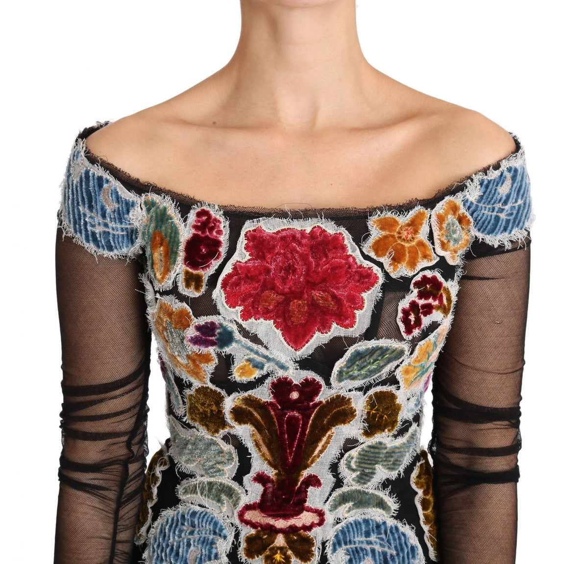 Haut élégant à manches longues et appliqués floraux Dolce &amp; Gabbana