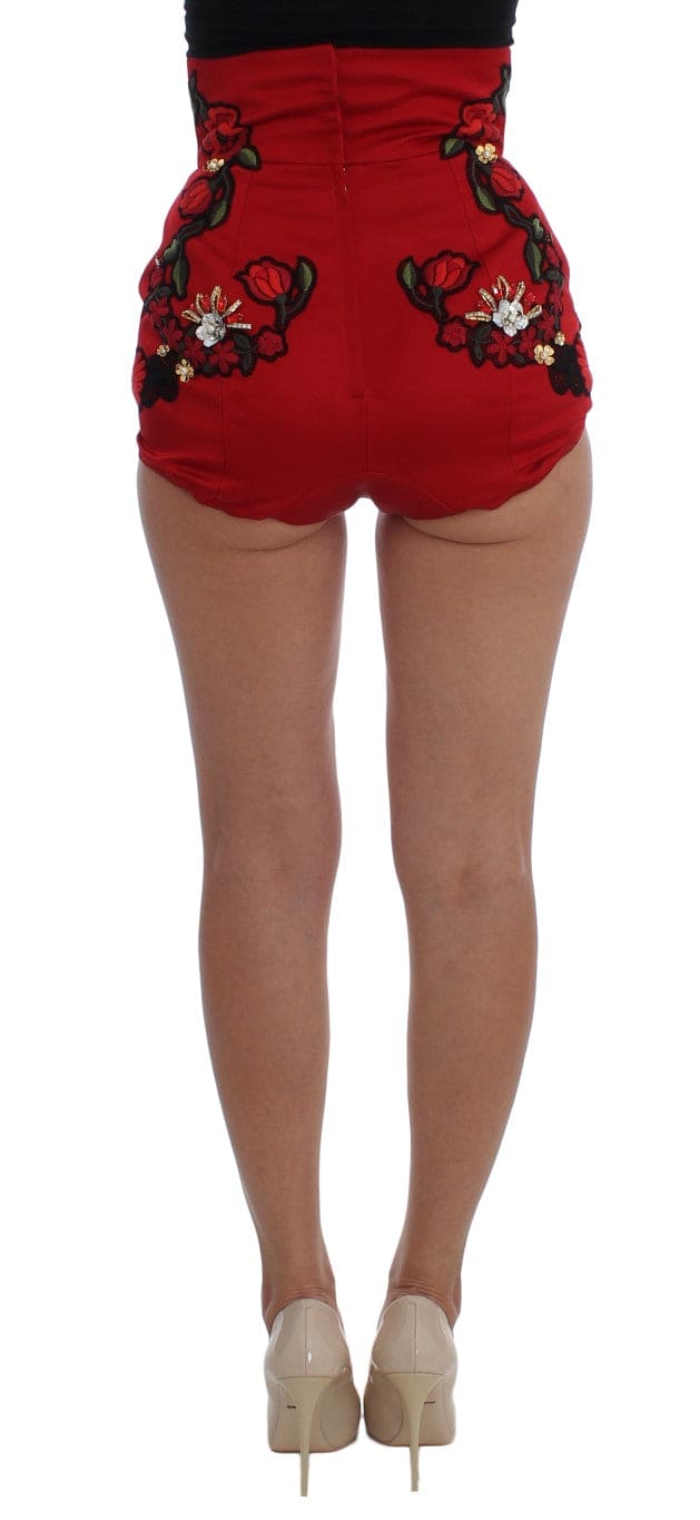 Ravissant short brodé en soie rouge Dolce &amp; Gabbana