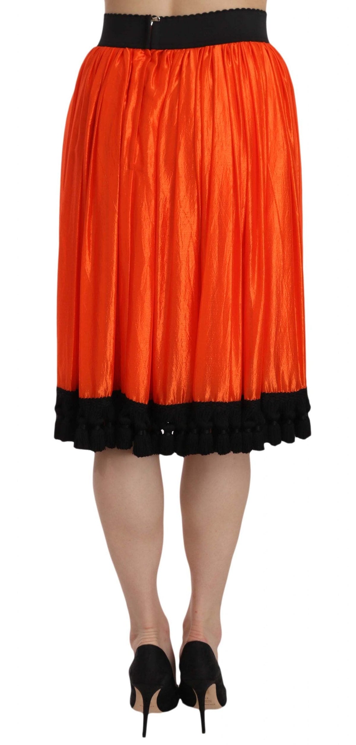 Jupe taille haute noire et orange Dolce &amp; Gabbana jusqu'aux genoux