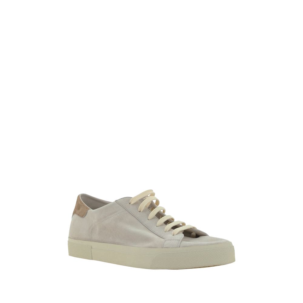 Baskets en cuir blanc crème Brunello Cucinelli