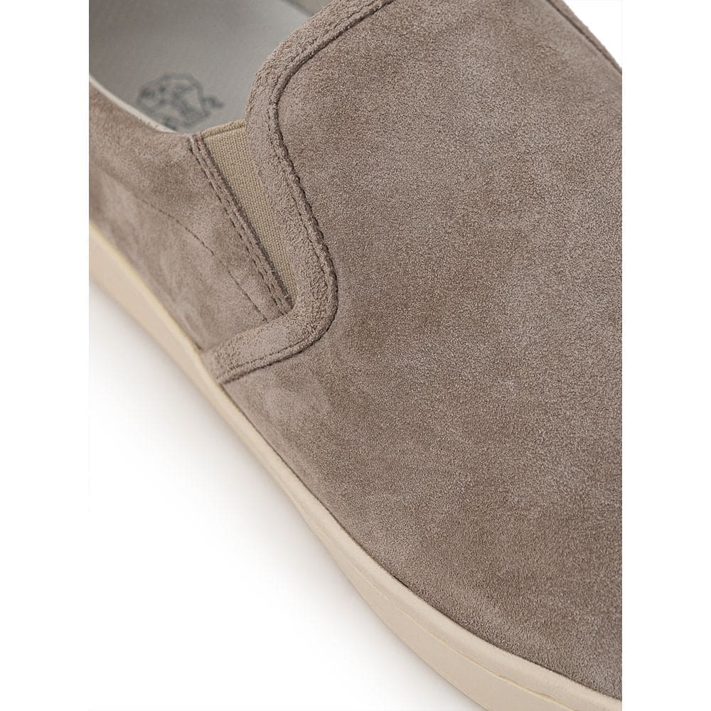Baskets en cuir gris Brunello Cucinelli