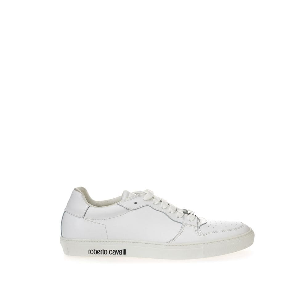 Roberto Cavalli White Leather Low Top Sneakers