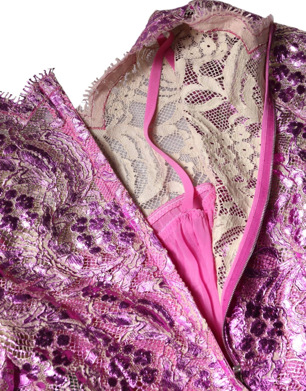 Mini-robe fourreau fleurie fuchsia métallisée Dolce &amp; Gabbana