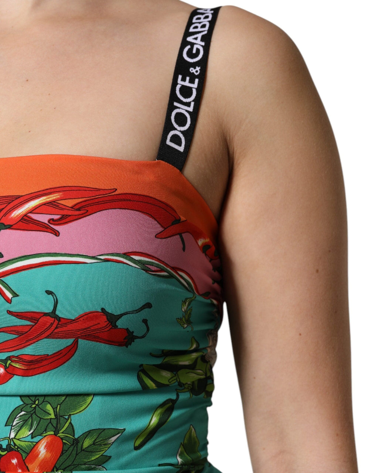 Robe midi sans manches en soie imprimée multicolore Dolce &amp; Gabbana