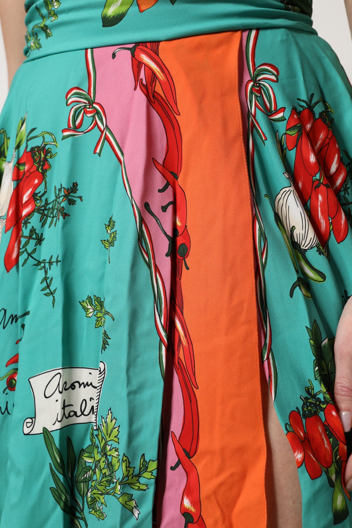 Robe midi sans manches en soie imprimée multicolore Dolce &amp; Gabbana