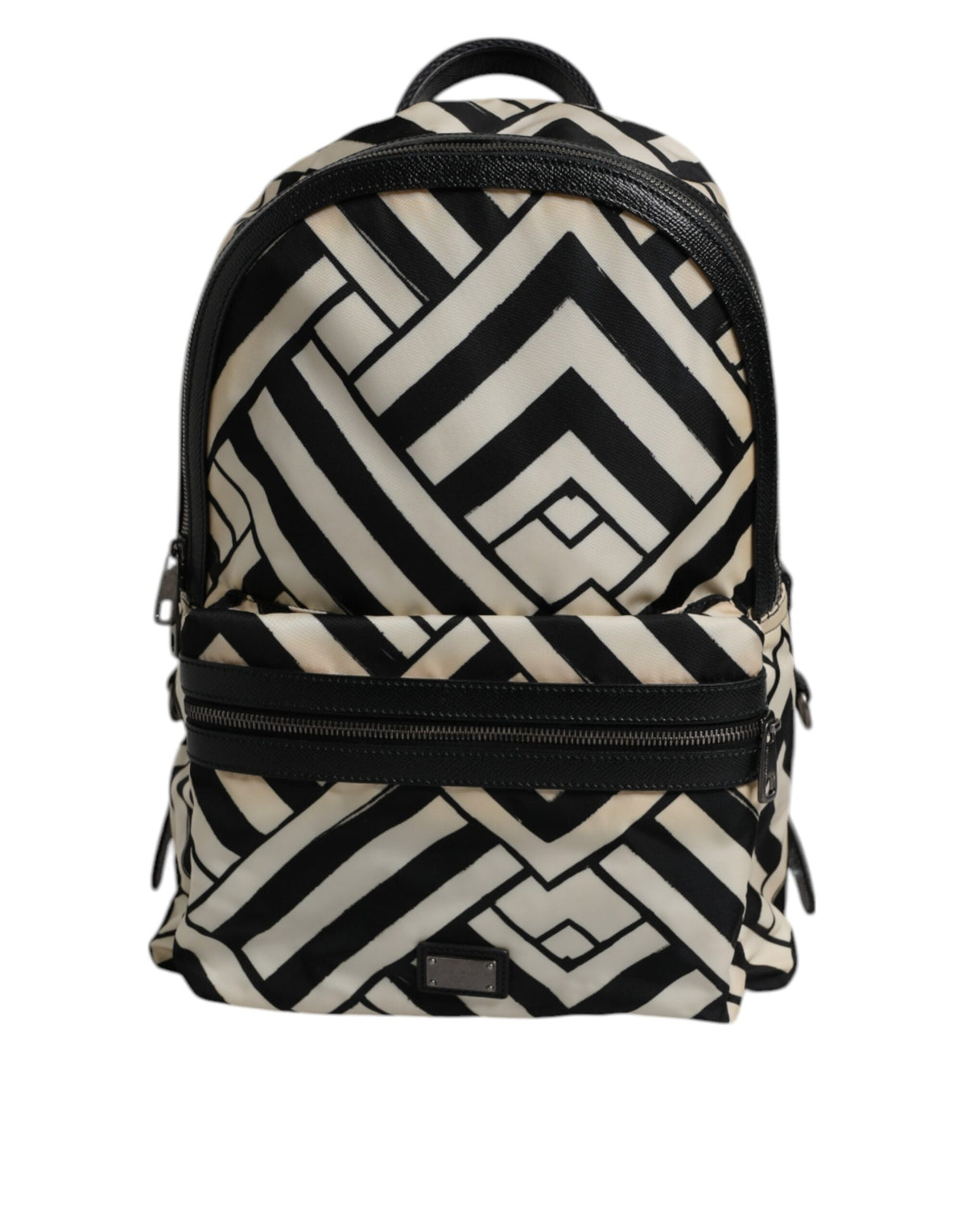Sac à dos de voyage Dolce &amp; Gabbana en cuir et nylon noir et blanc
