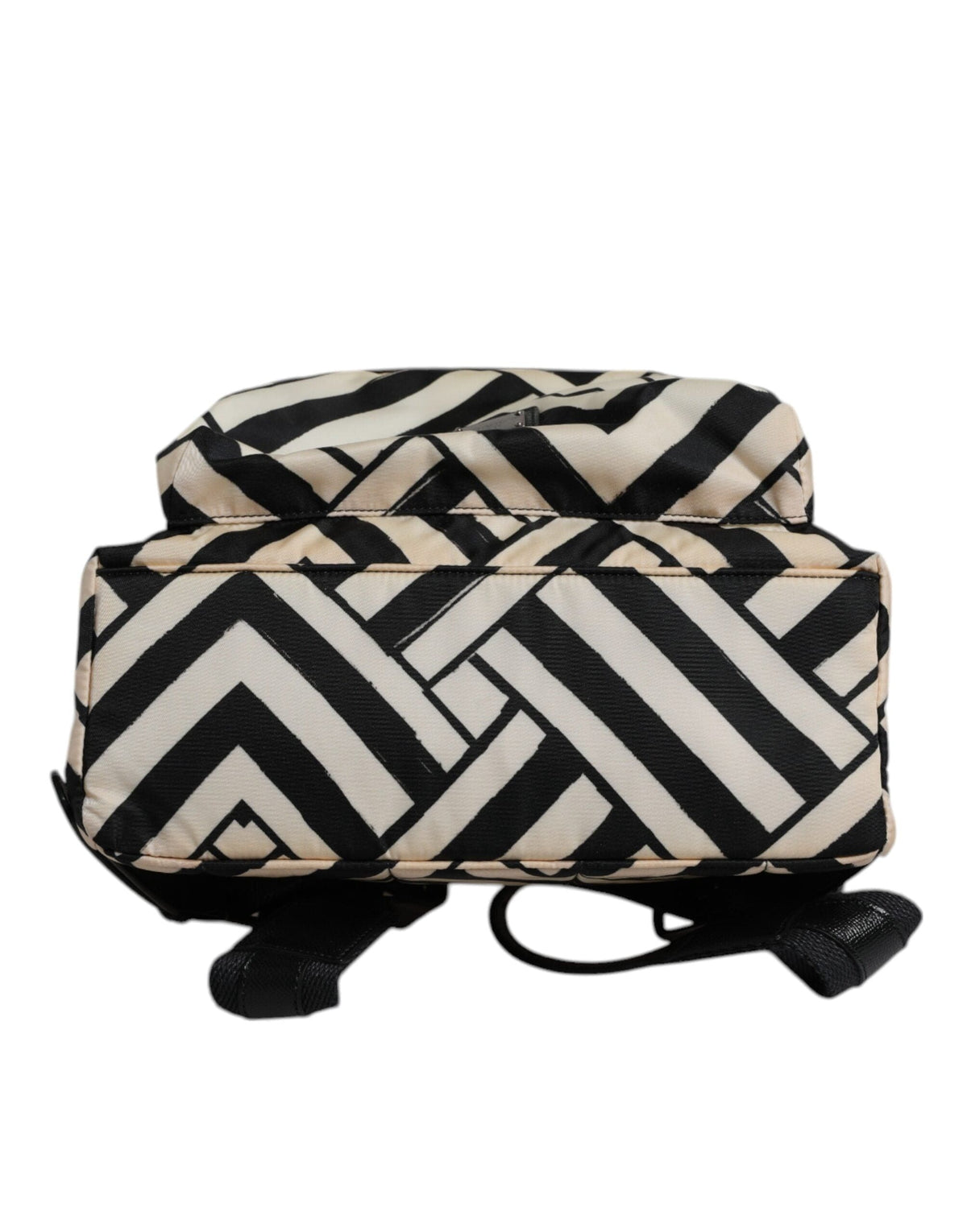 Dolce & Gabbana Black White Nylon Leather Travel Back Pack Bag