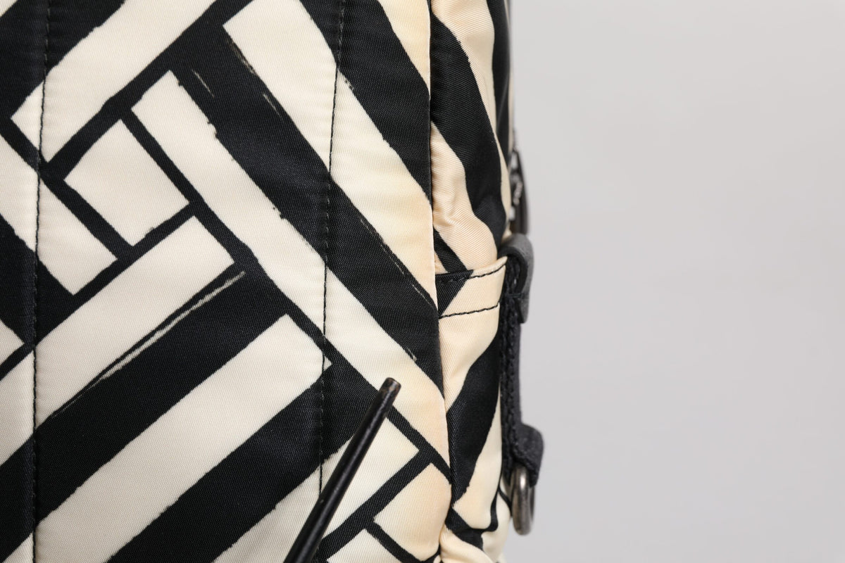 Dolce & Gabbana Black White Nylon Leather Travel Back Pack Bag