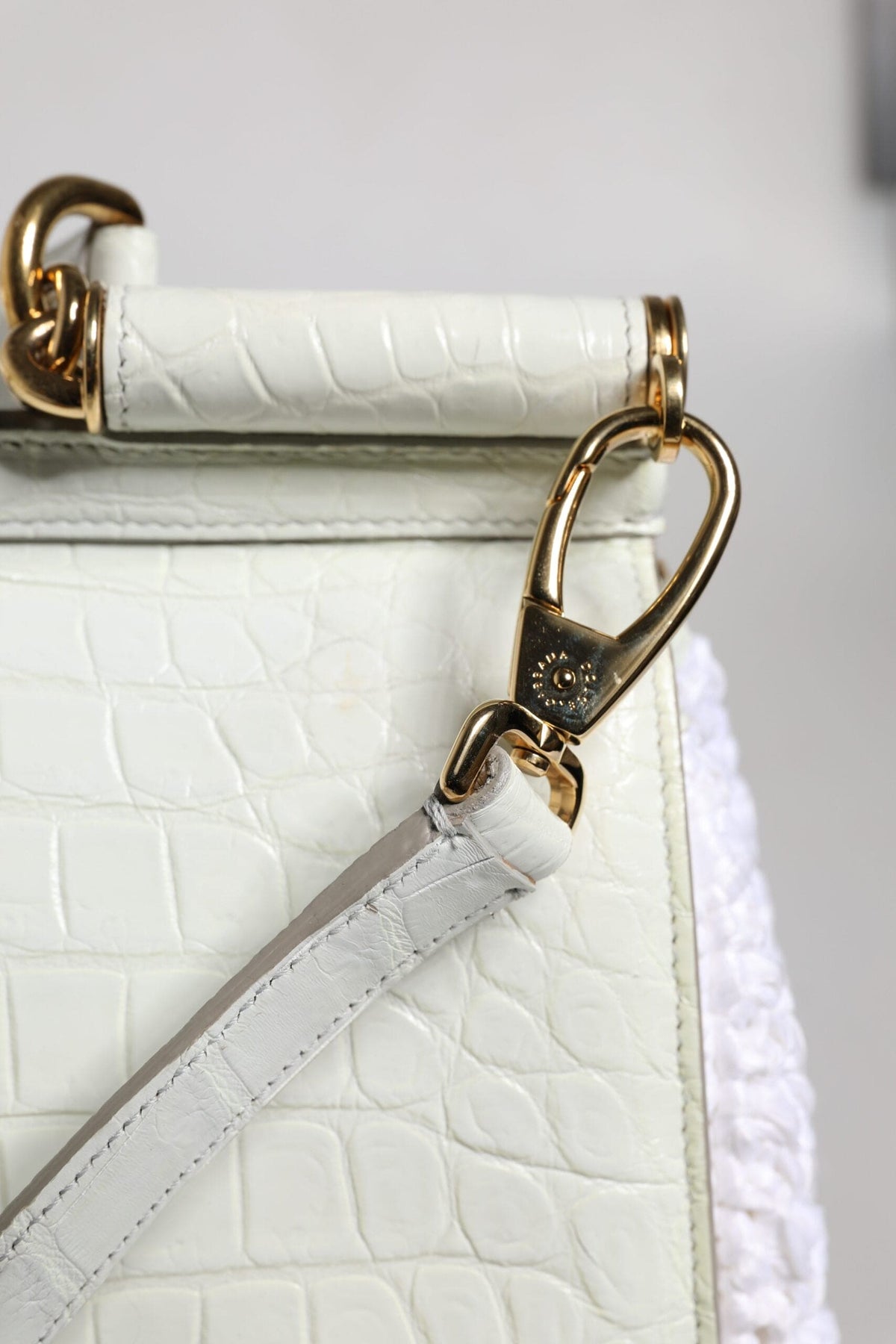 Sac bandoulière en cuir blanc Rafia Dolce &amp; Gabbana avec poignée supérieure