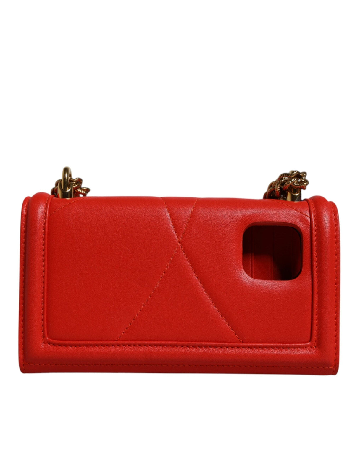 Sac bandoulière matelassé rouge Dolce &amp; Gabbana avec chaîne pour téléphone
