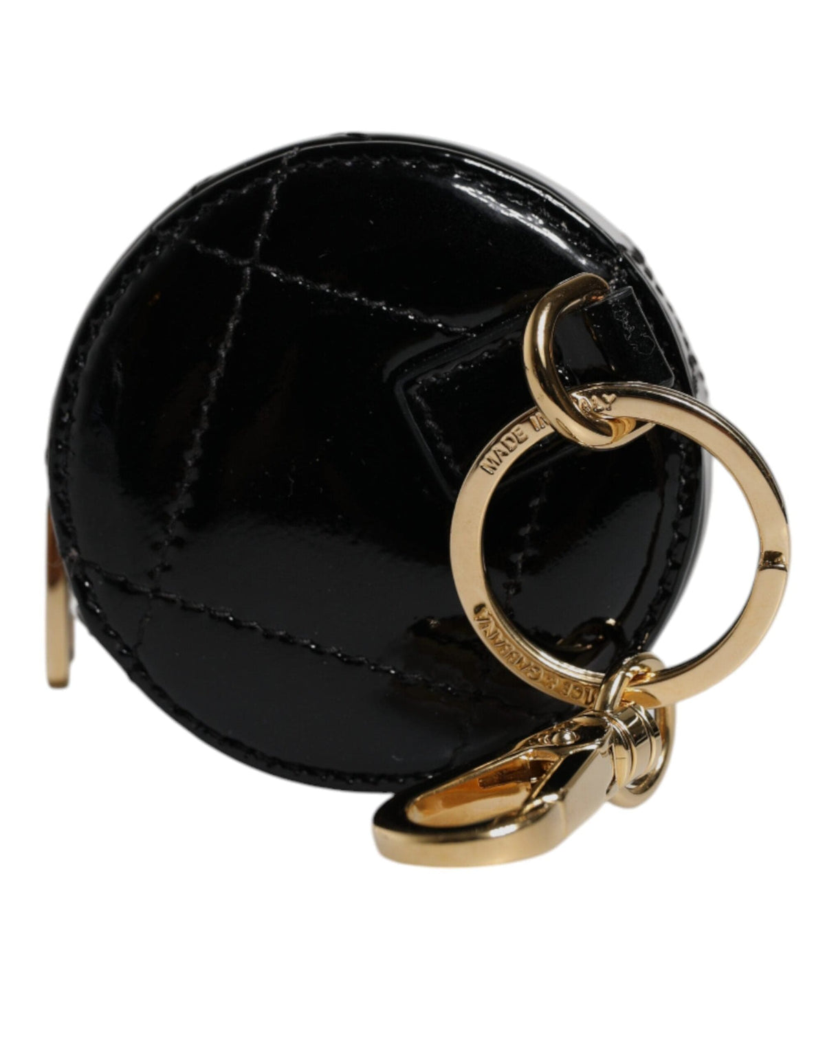 Portefeuille porte-monnaie rond en cuir d'agneau noir Dolce &amp; Gabbana DG Crystal