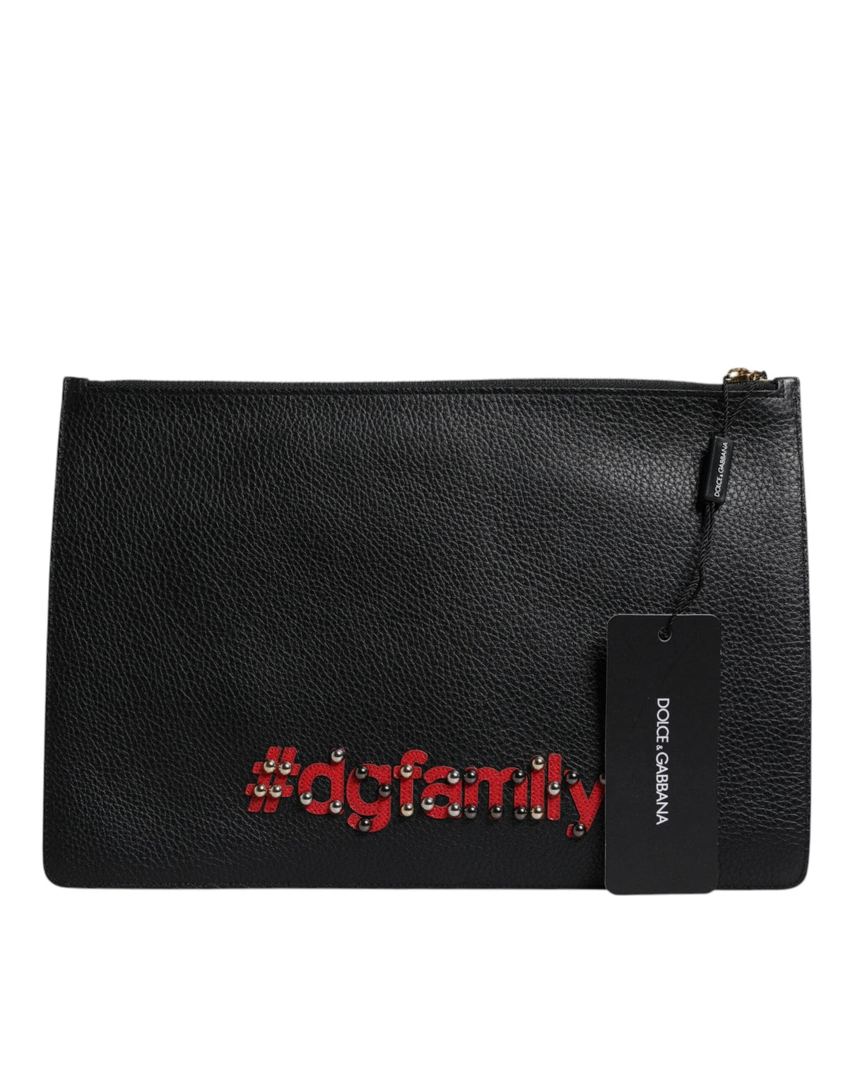 Pochette en cuir noir à ornements Dolce &amp; Gabbana #DGFamily