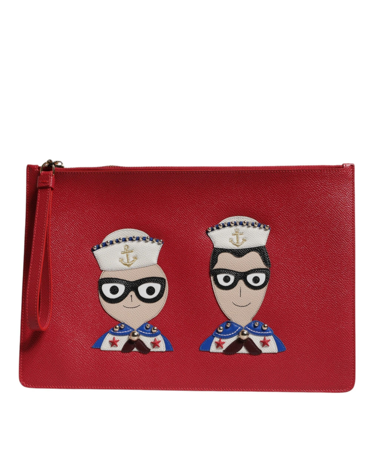 Pochette en cuir ornée Dolce &amp; Gabbana rouge #DGFamily