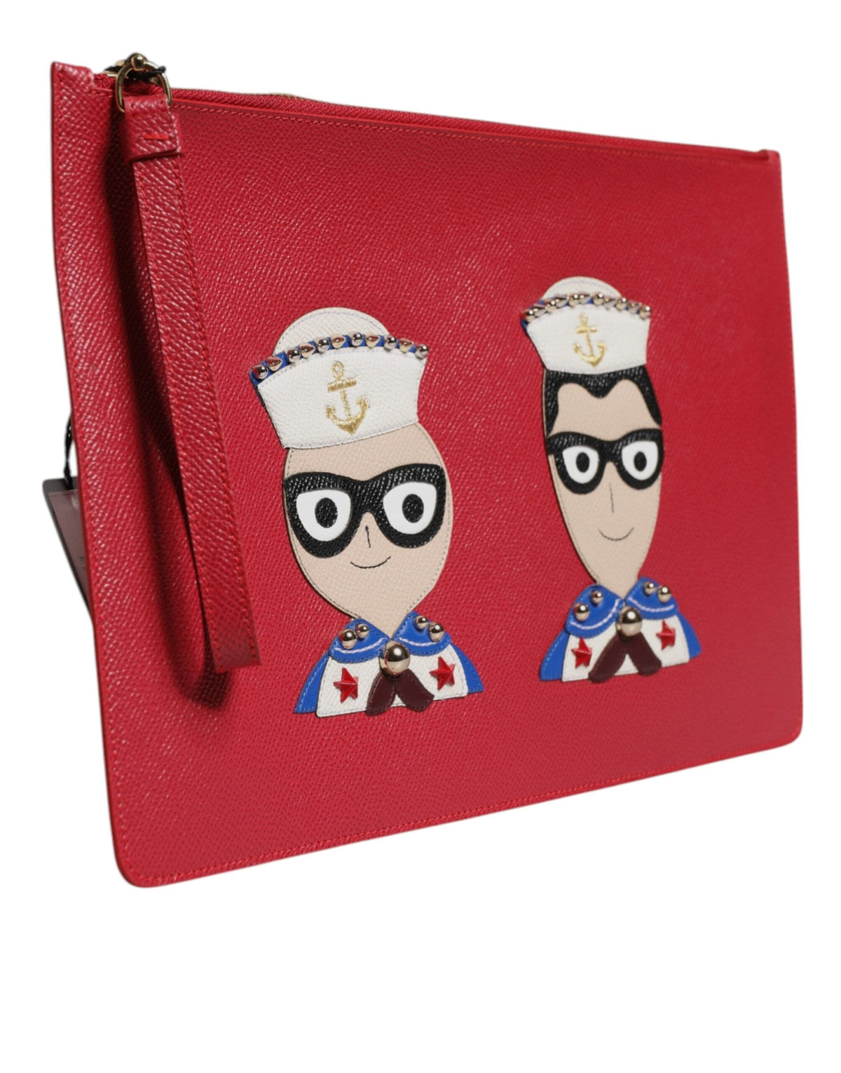 Pochette en cuir ornée Dolce &amp; Gabbana rouge #DGFamily