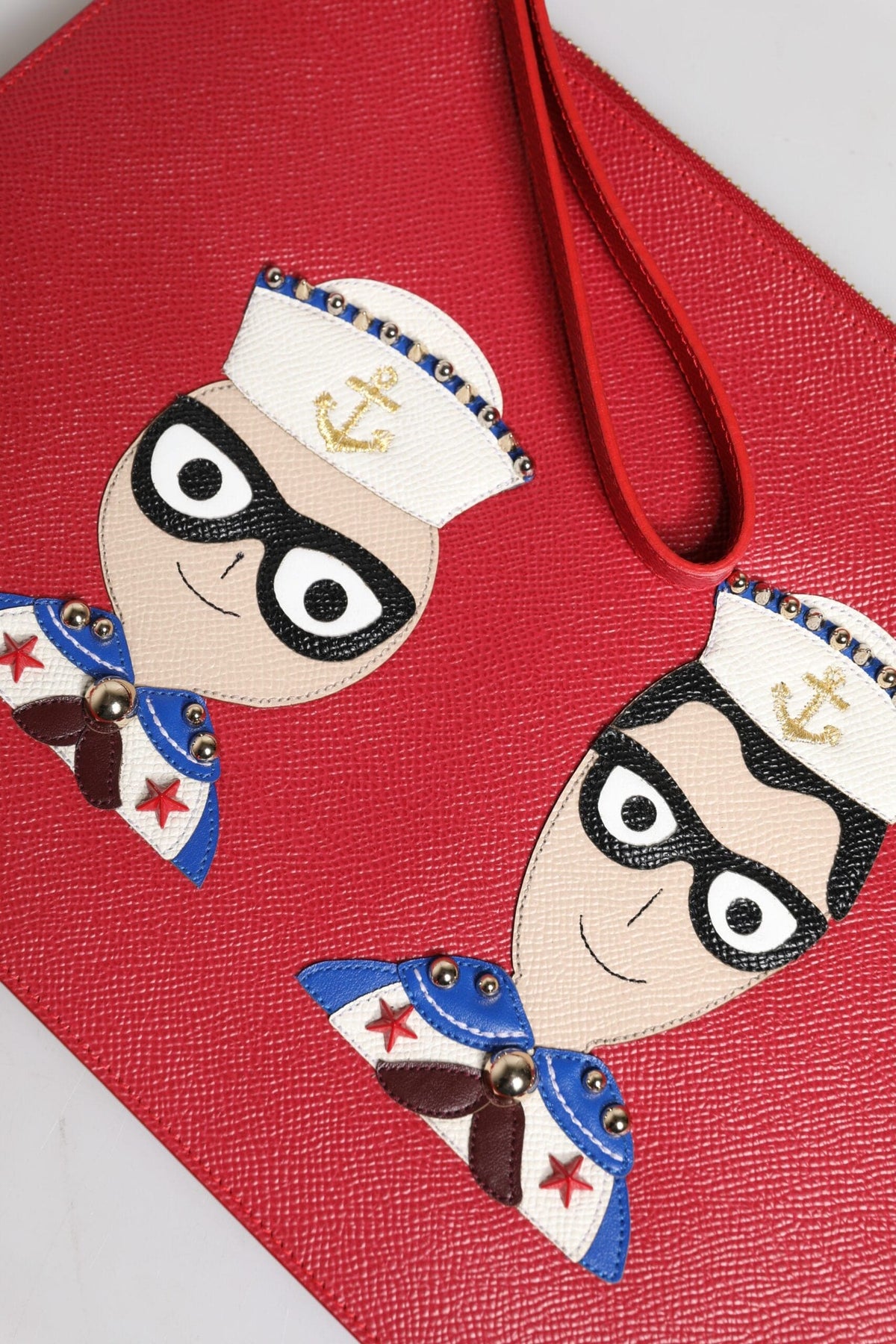 Pochette en cuir ornée Dolce &amp; Gabbana rouge #DGFamily