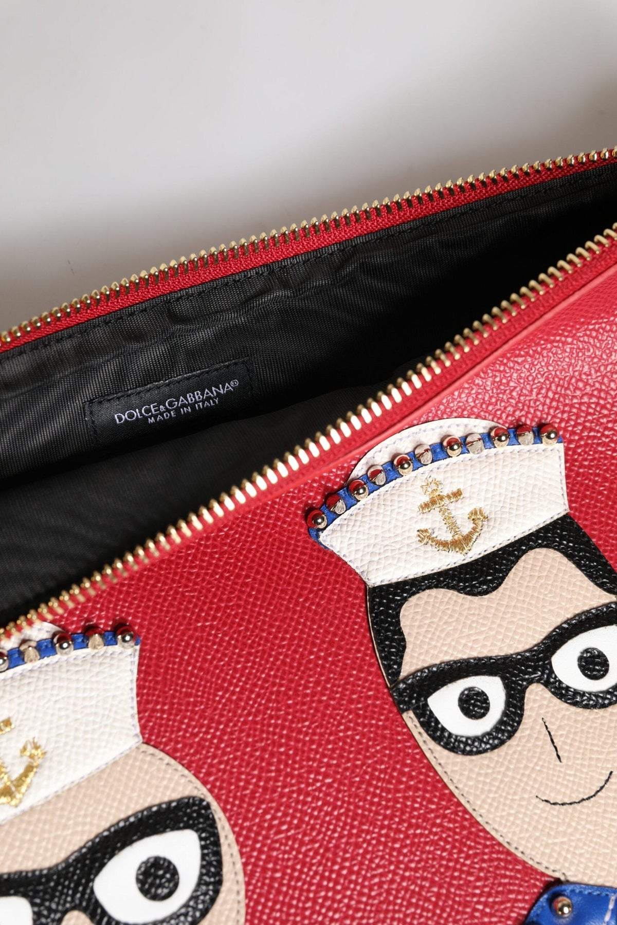 Pochette en cuir ornée Dolce &amp; Gabbana rouge #DGFamily