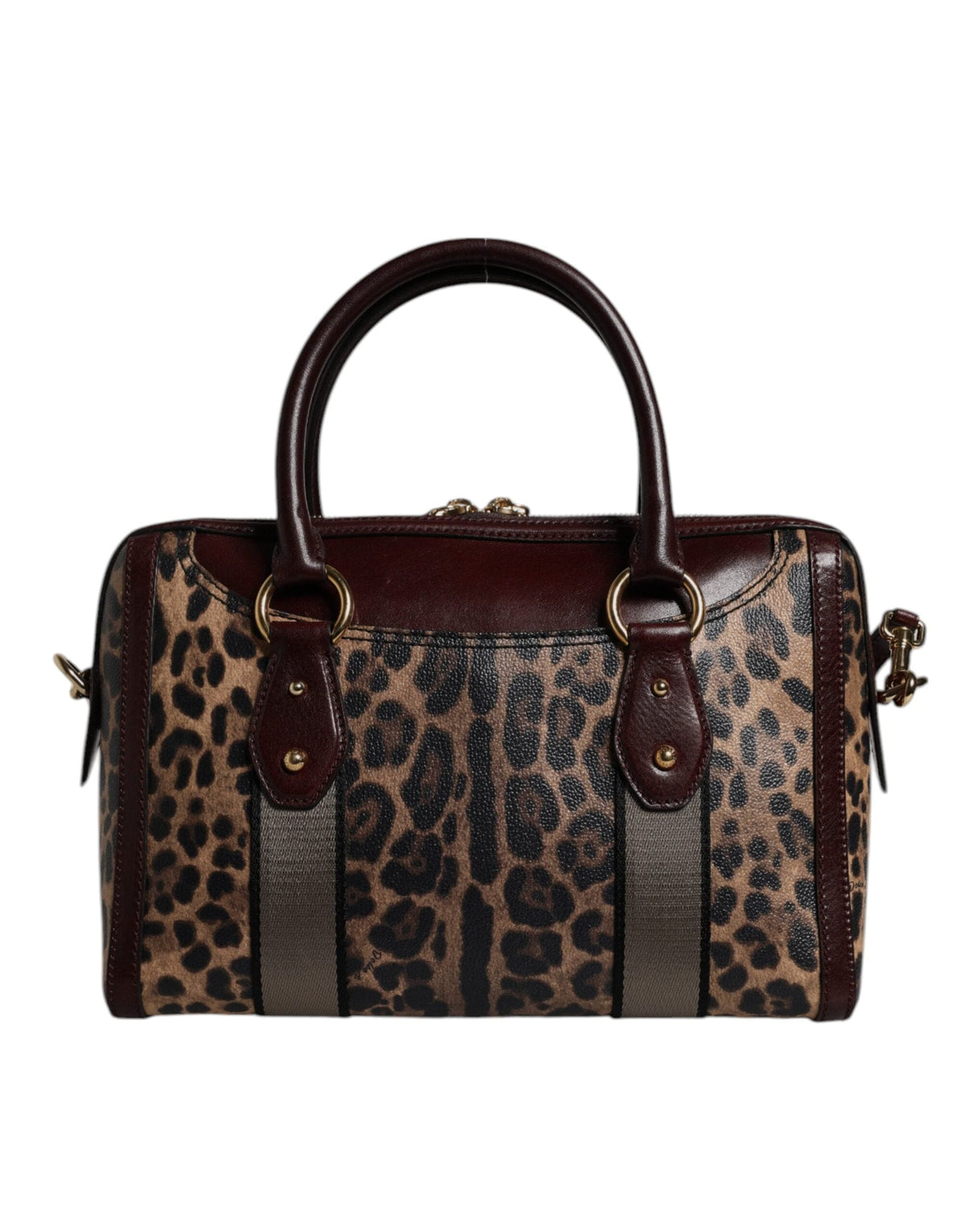 Sac de sport à bandoulière en cuir léopard marron Dolce &amp; Gabbana