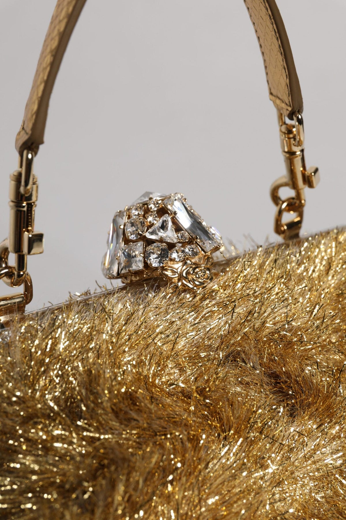 Pochette de soirée Dolce &amp; Gabbana en or avec chaîne et cristaux Vanda