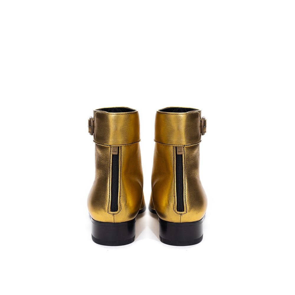 Saint Laurent Gold Leather Ankle Boots
