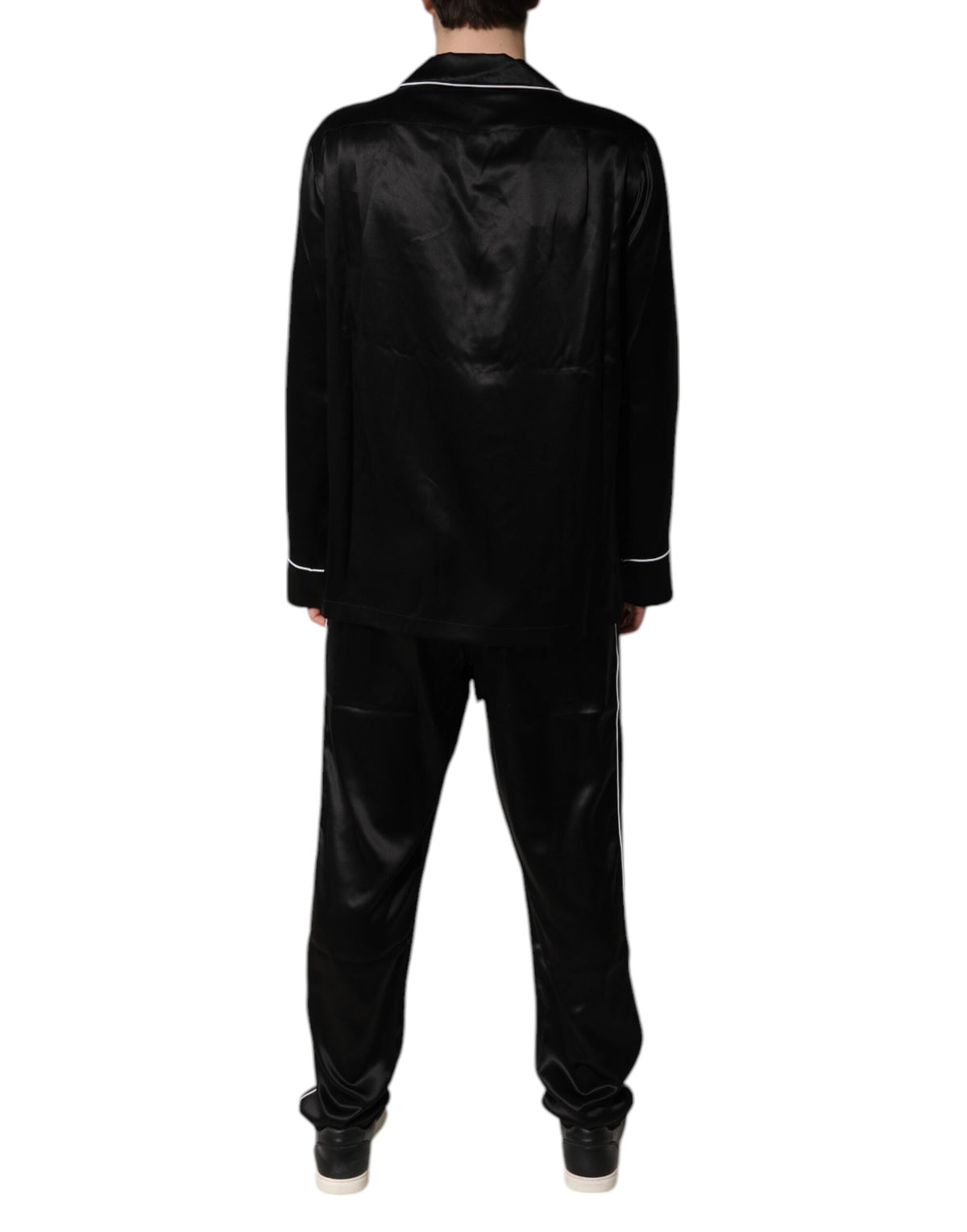 Dolce & Gabbana Black Silk Shirt Pants Pajama Set Sleepwear