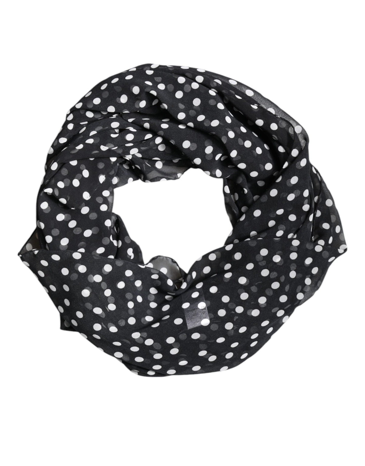 Dolce & Gabbana Black Polka Dots Polyester Wrap Shawl Scarf