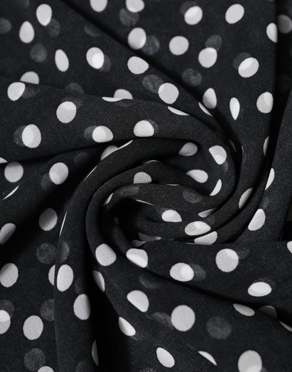 Dolce & Gabbana Black Polka Dots Polyester Wrap Shawl Scarf