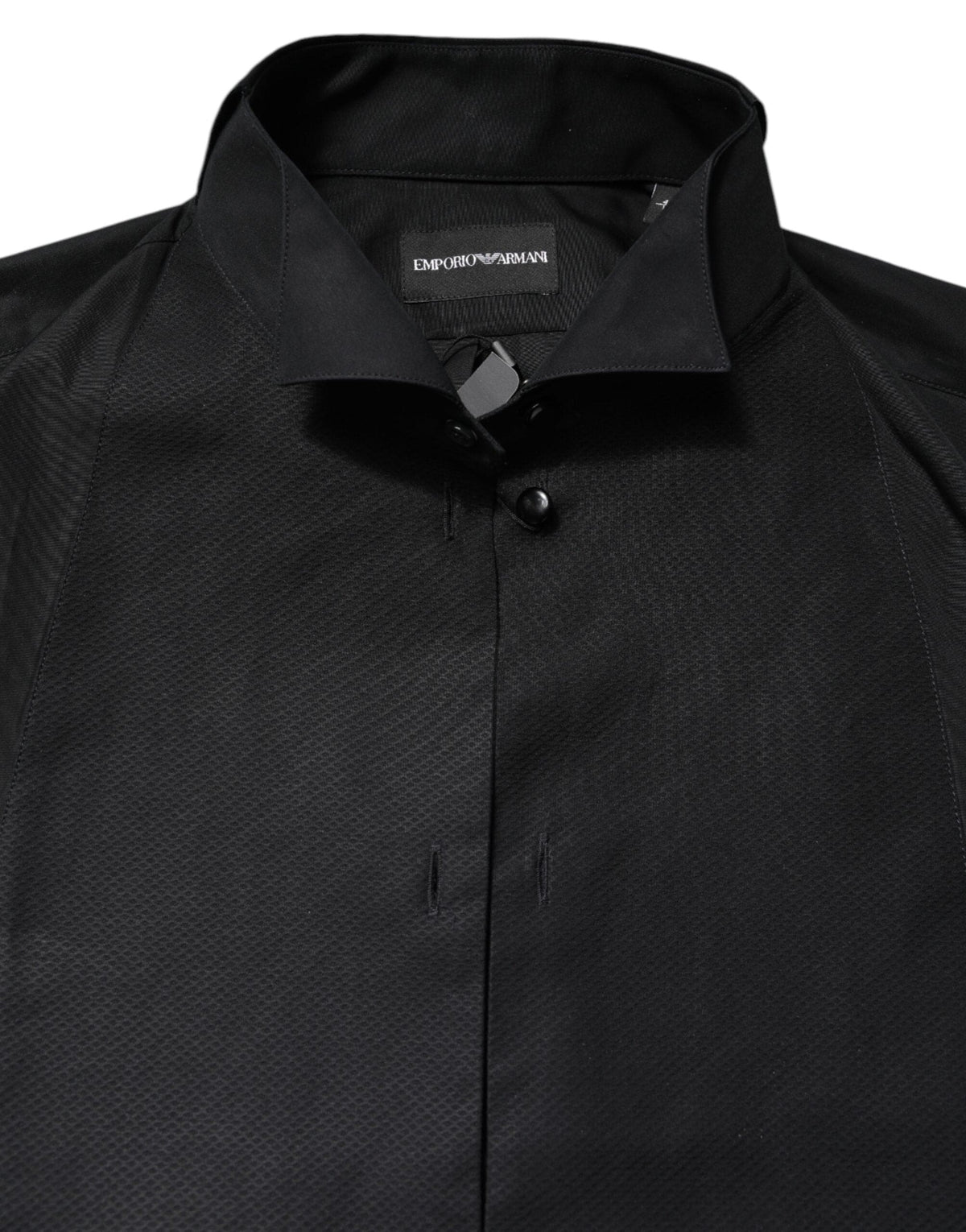 Emporio Armani Black Cotton Long Sleeves Formal Dress Shirt
