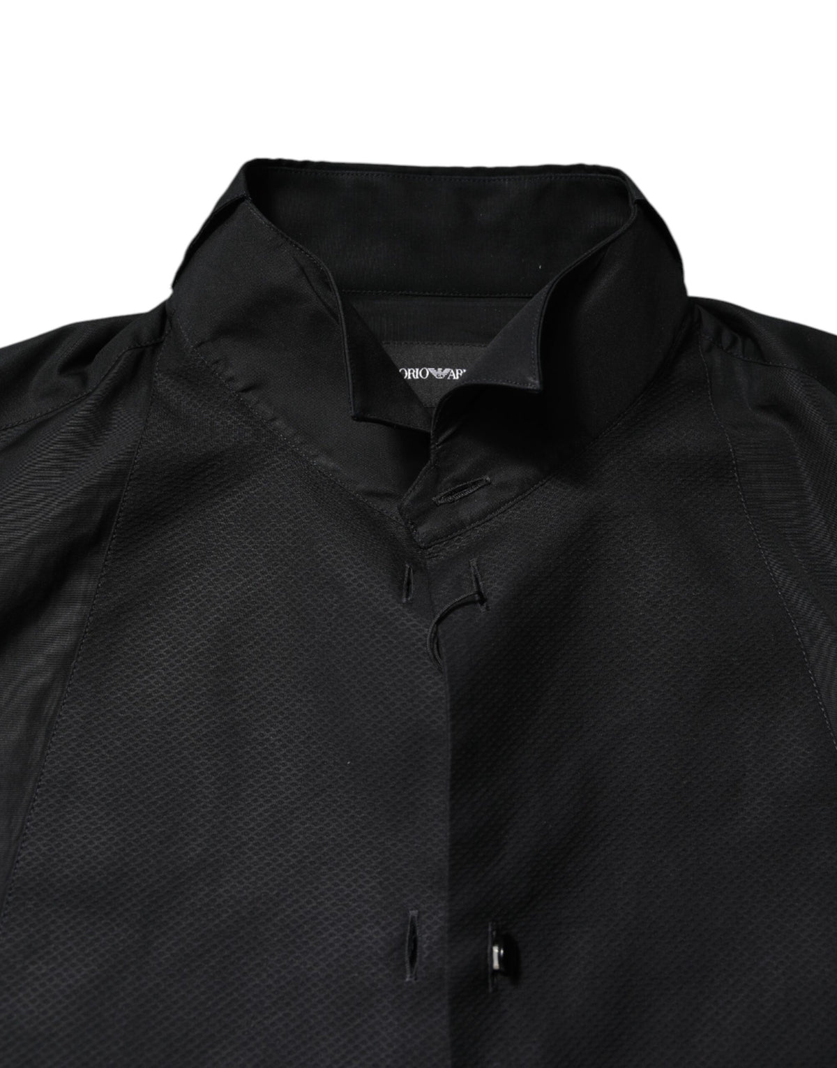 Emporio Armani Black Cotton Long Sleeves Men Formal Dress Shirt