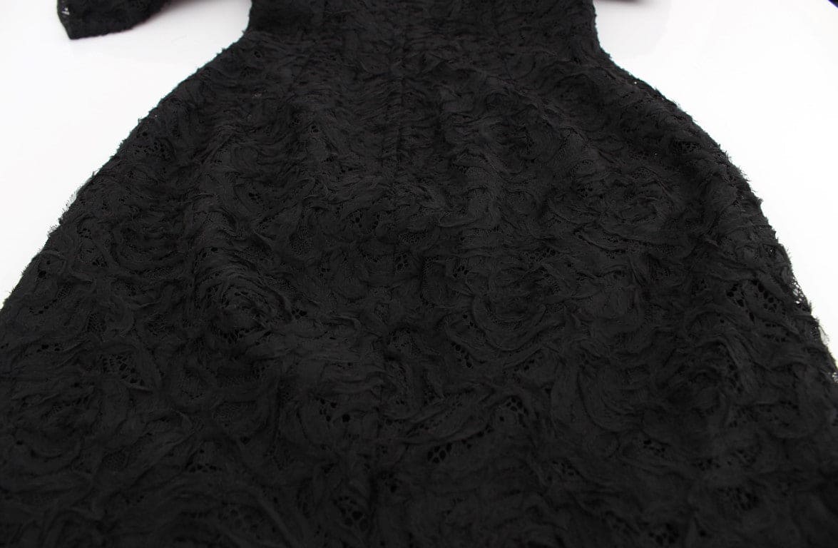 Robe longue élégante en dentelle florale noire Dolce &amp; Gabbana