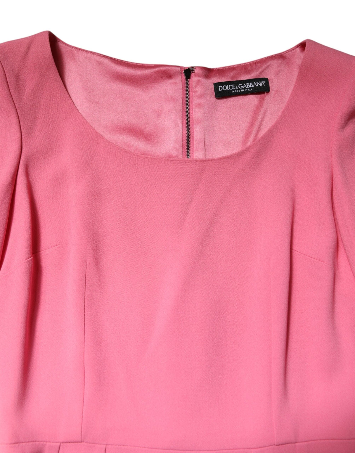 Robe fourreau mi-longue à manches courtes en viscose rose Dolce &amp; Gabbana