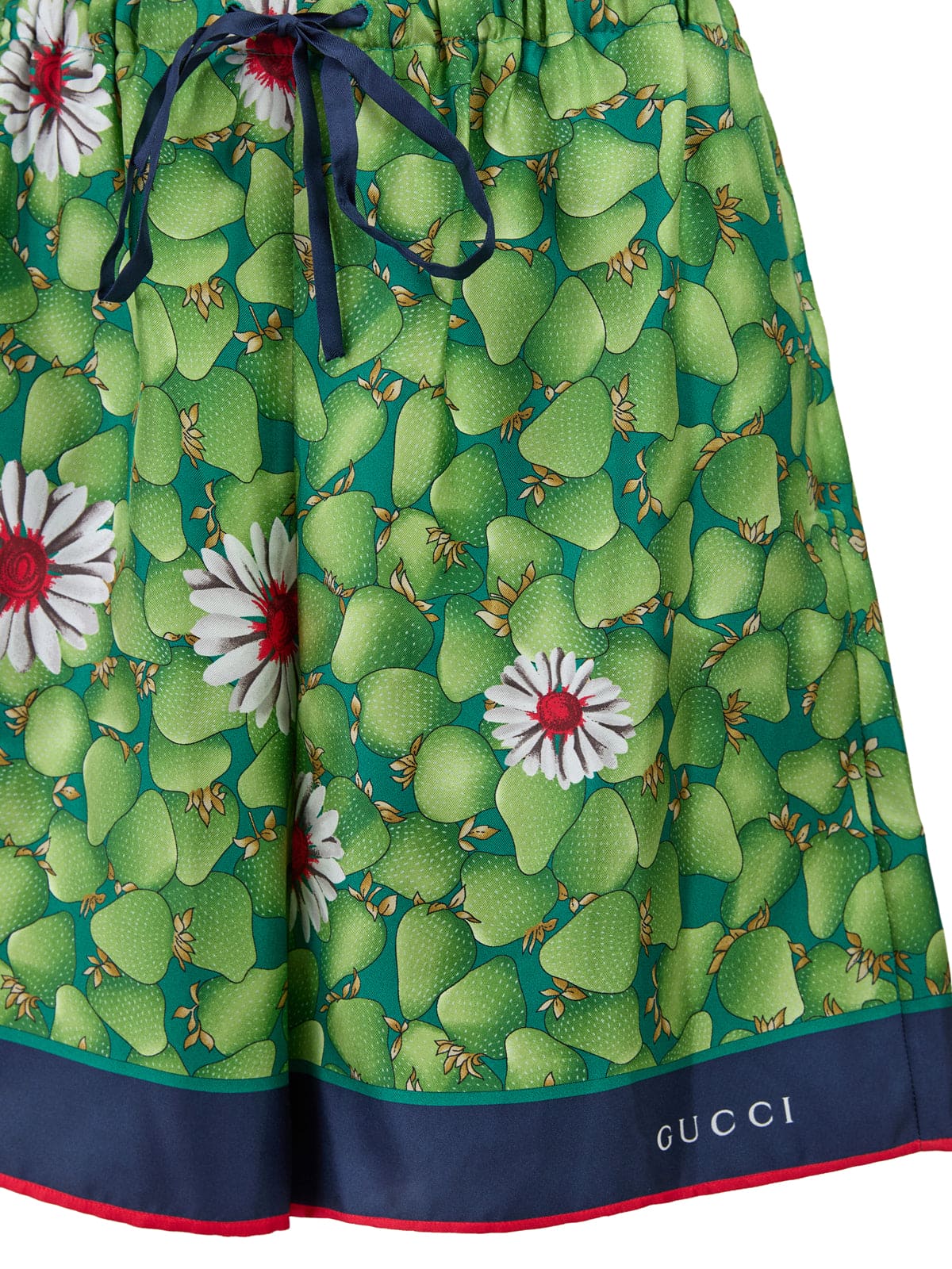 Short en soie imprimé fleurs vertes Gucci