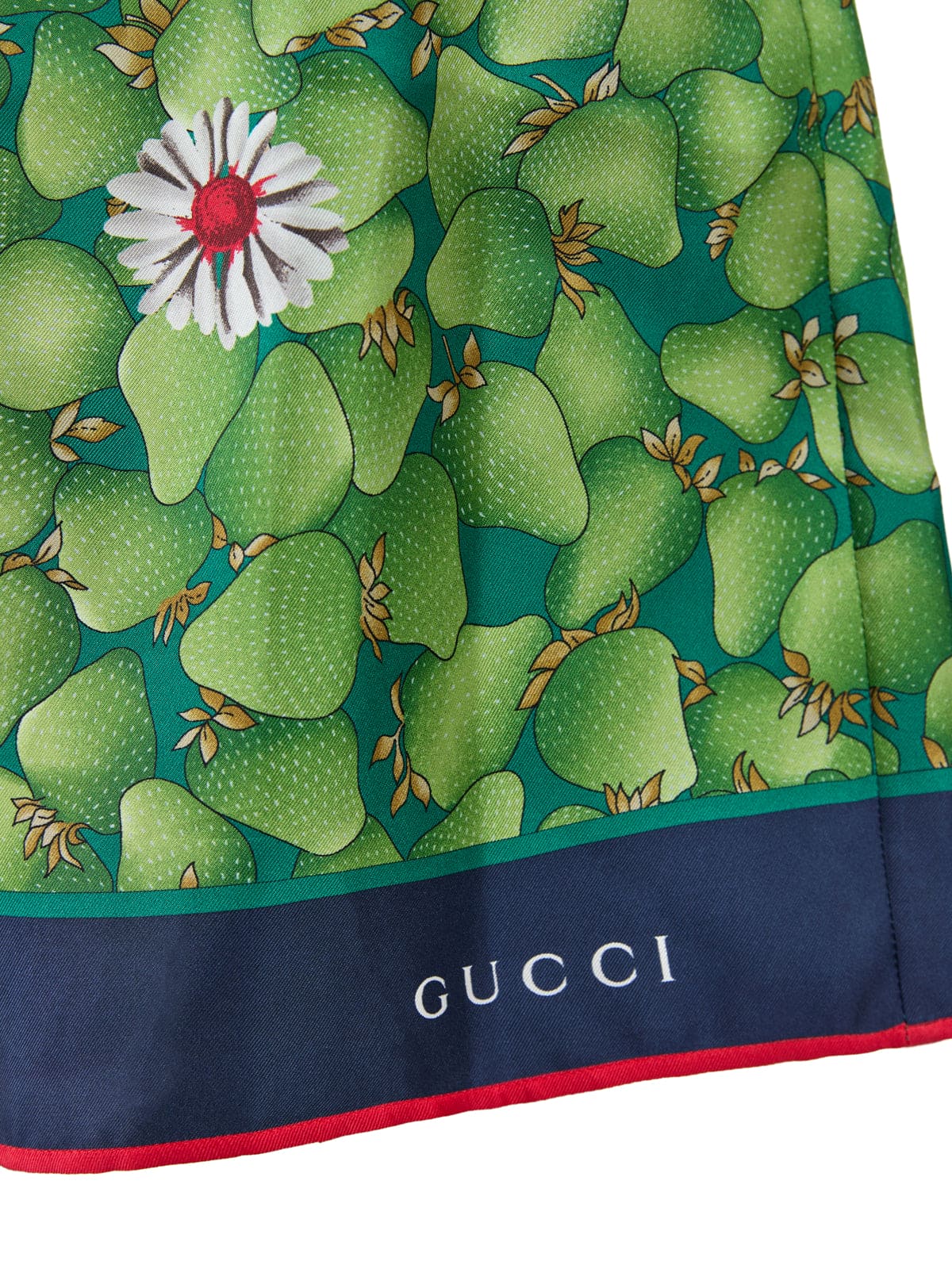 Short en soie imprimé fleurs vertes Gucci