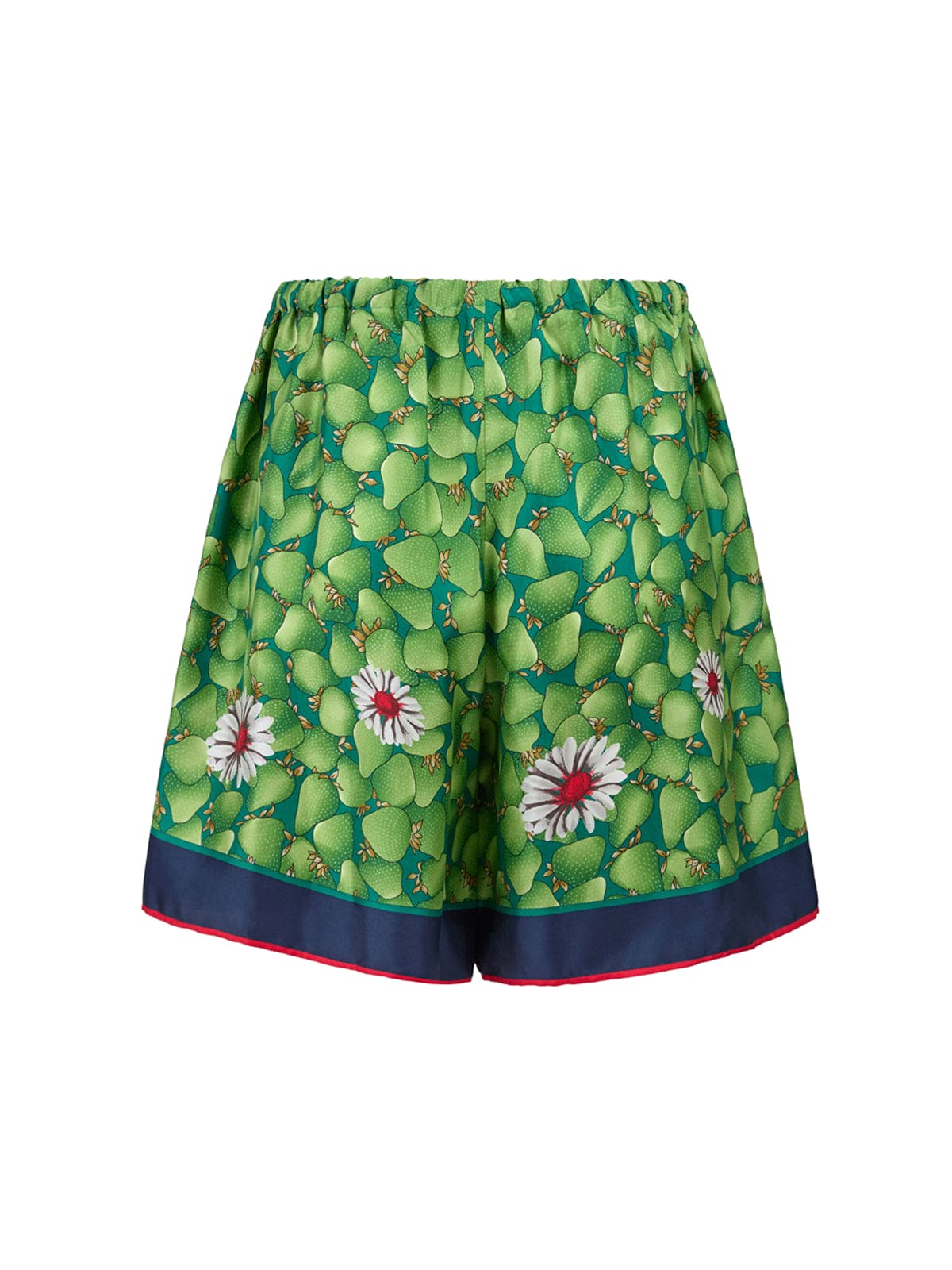 Short en soie imprimé fleurs vertes Gucci