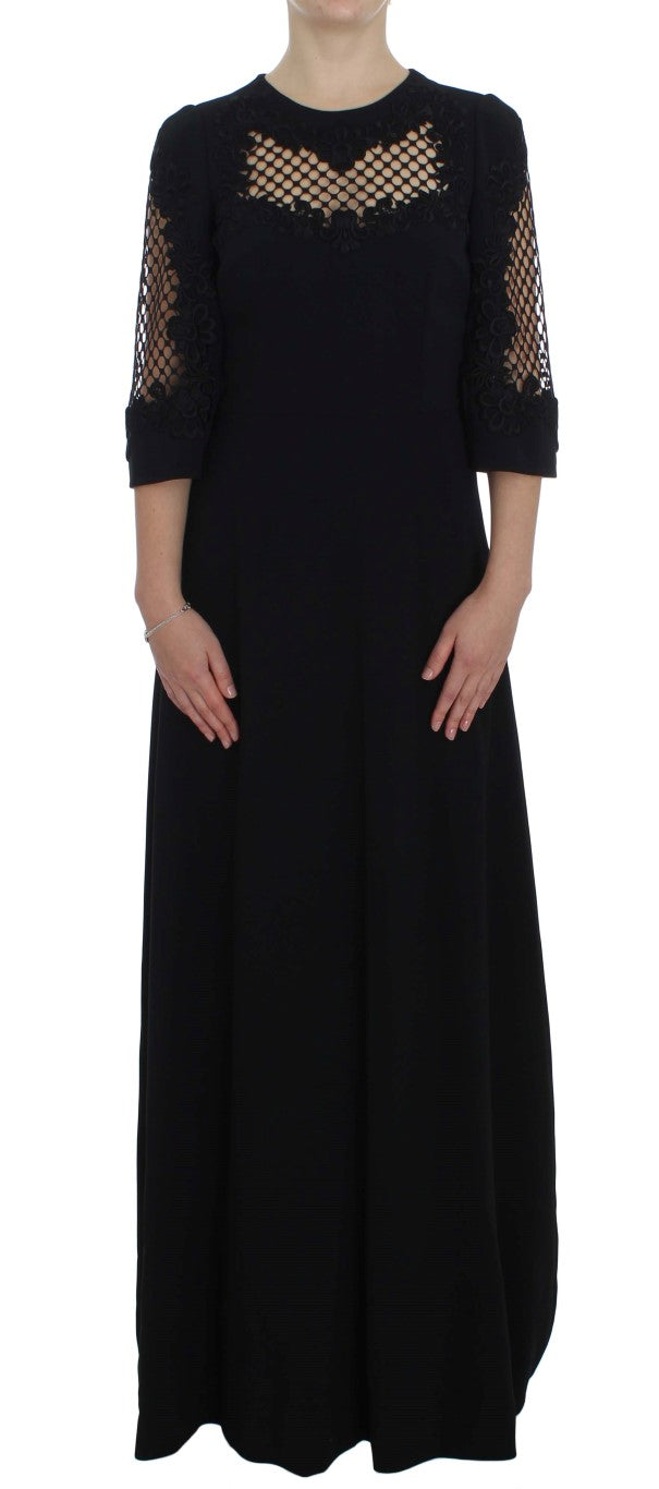 Robe longue en laine noire élégante à découpes Dolce &amp; Gabbana