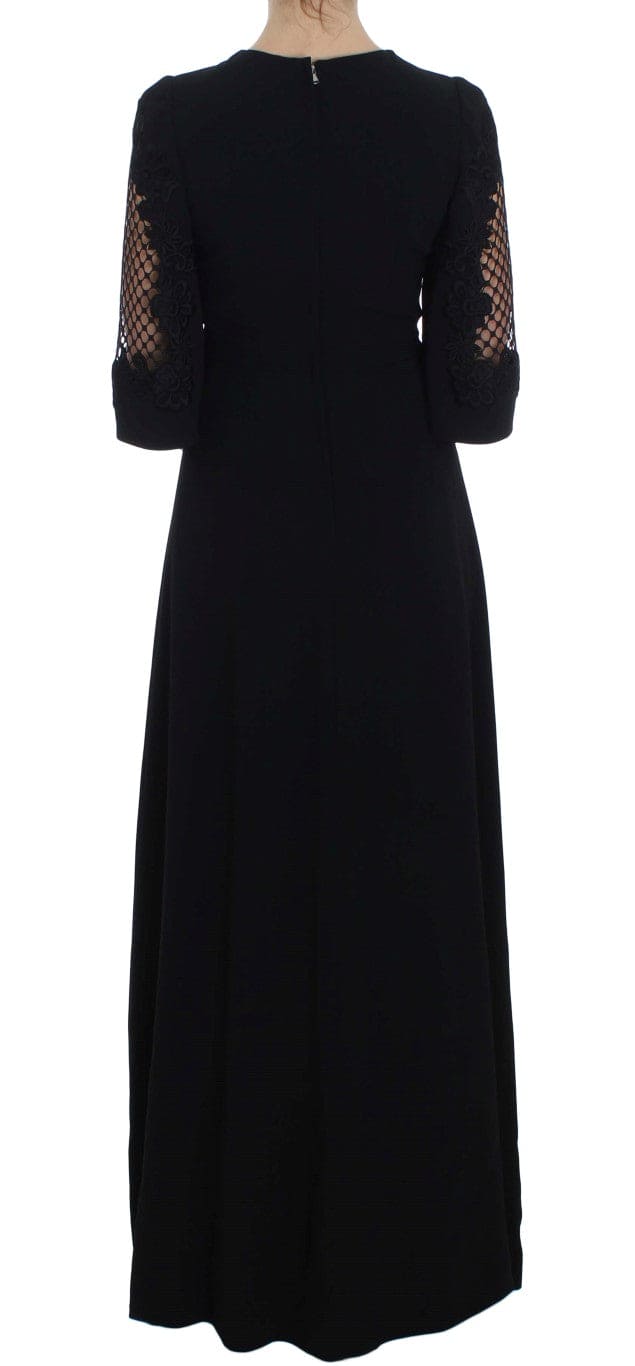 Robe longue en laine noire élégante à découpes Dolce &amp; Gabbana