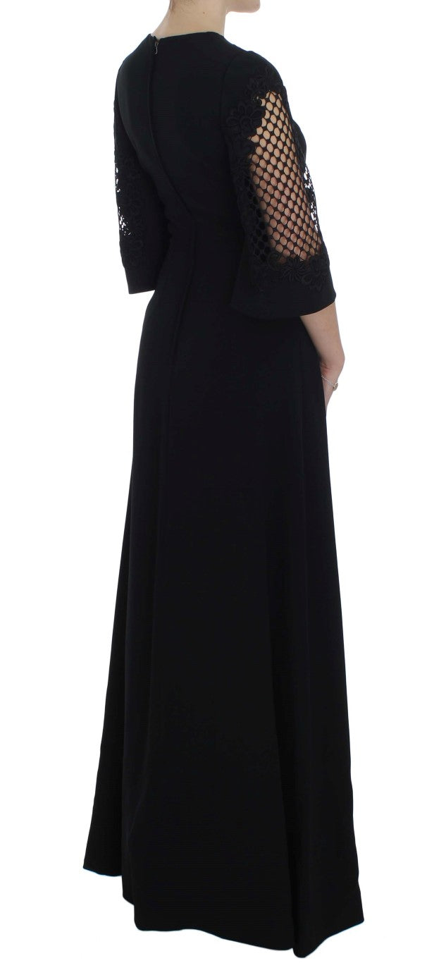 Robe longue en laine noire élégante à découpes Dolce &amp; Gabbana