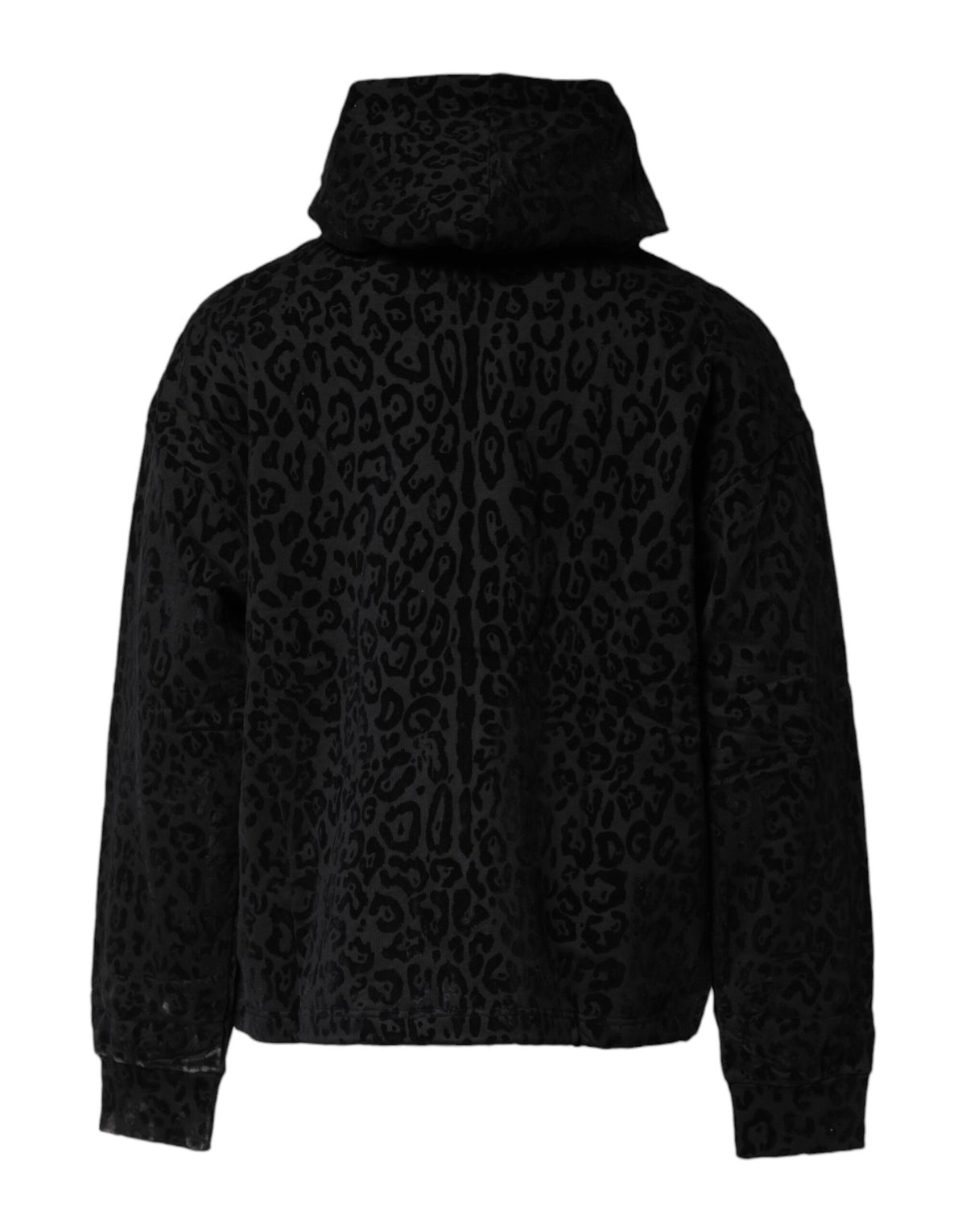 Dolce & Gabbana Black Leopard Full Zip Hooded Sweatshirt Sweater