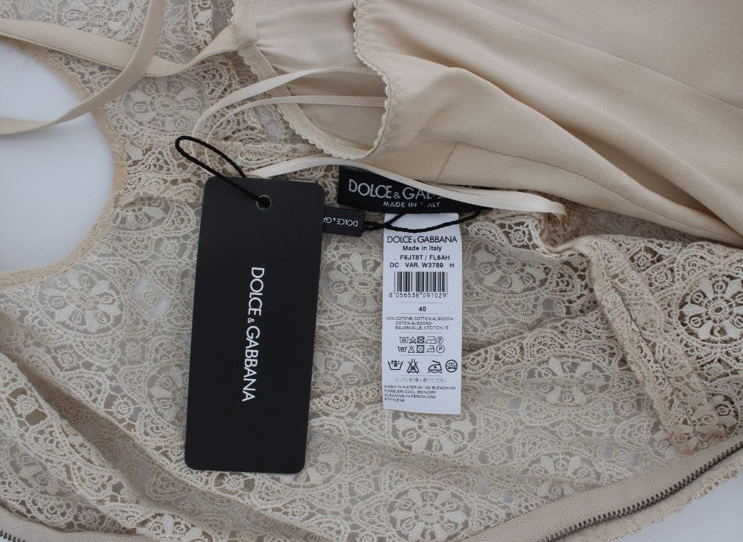 Robe longue à découpes fleuries beige élégante de Dolce &amp; Gabbana