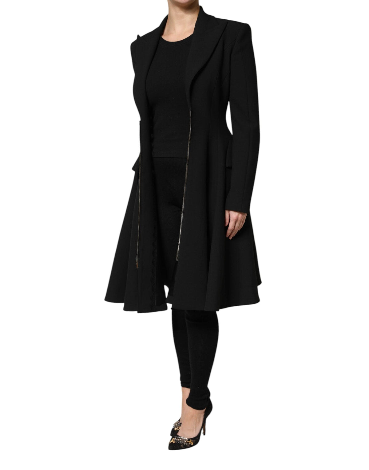 Les Hommes Black Polyester Single Breasted Trench Coat Jacket