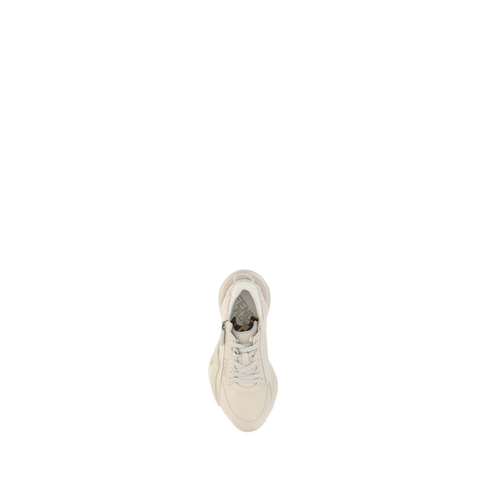 Fendi White Calf Leather Bos Taurus Athletic Sneakers