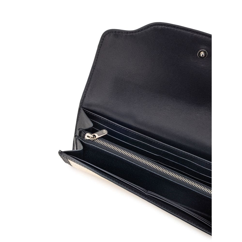 Portefeuille en tissu et cuir beige Loro Piana