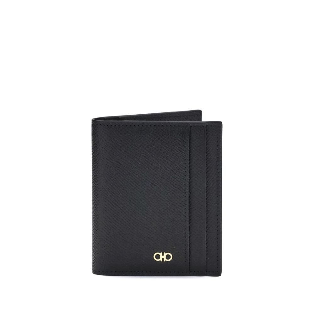 Ferragamo Black Calf Leather Bos Taurus Wallet
