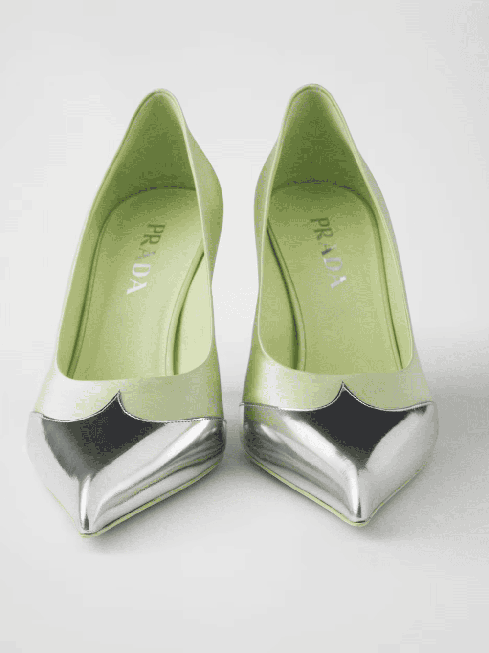 Prada Satin And Metallic Leather Pumps