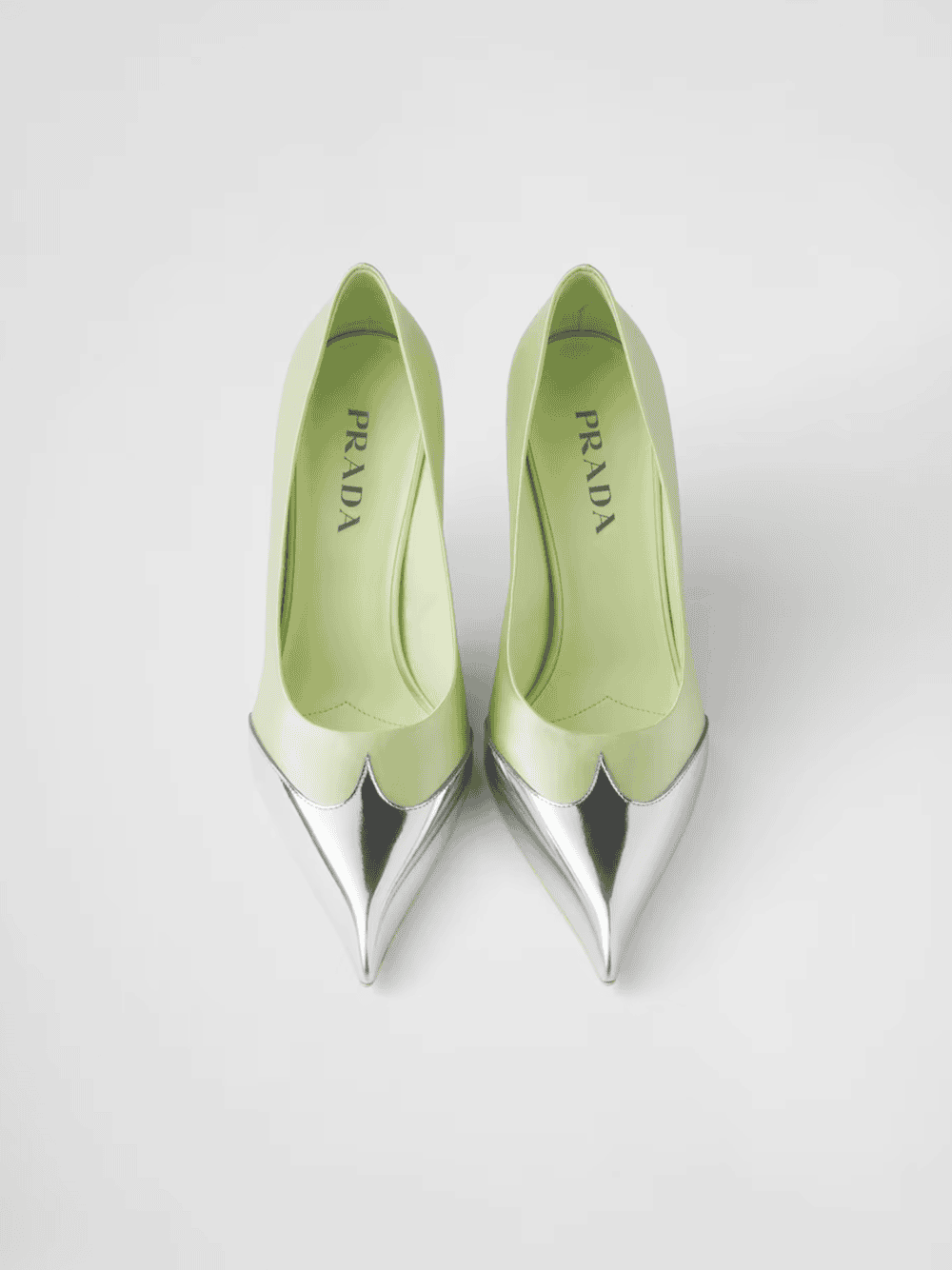 Prada Satin And Metallic Leather Pumps
