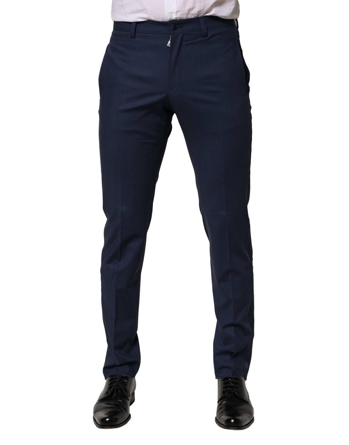 Pantalon habillé en laine bleu foncé Dolce &amp; Gabbana