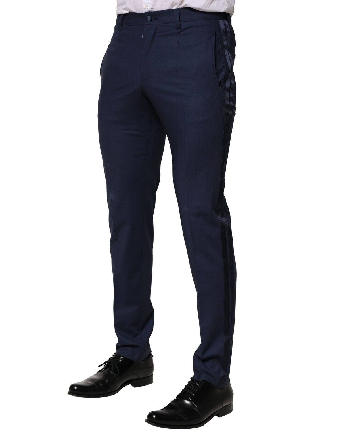 Pantalon habillé en laine bleu foncé Dolce &amp; Gabbana