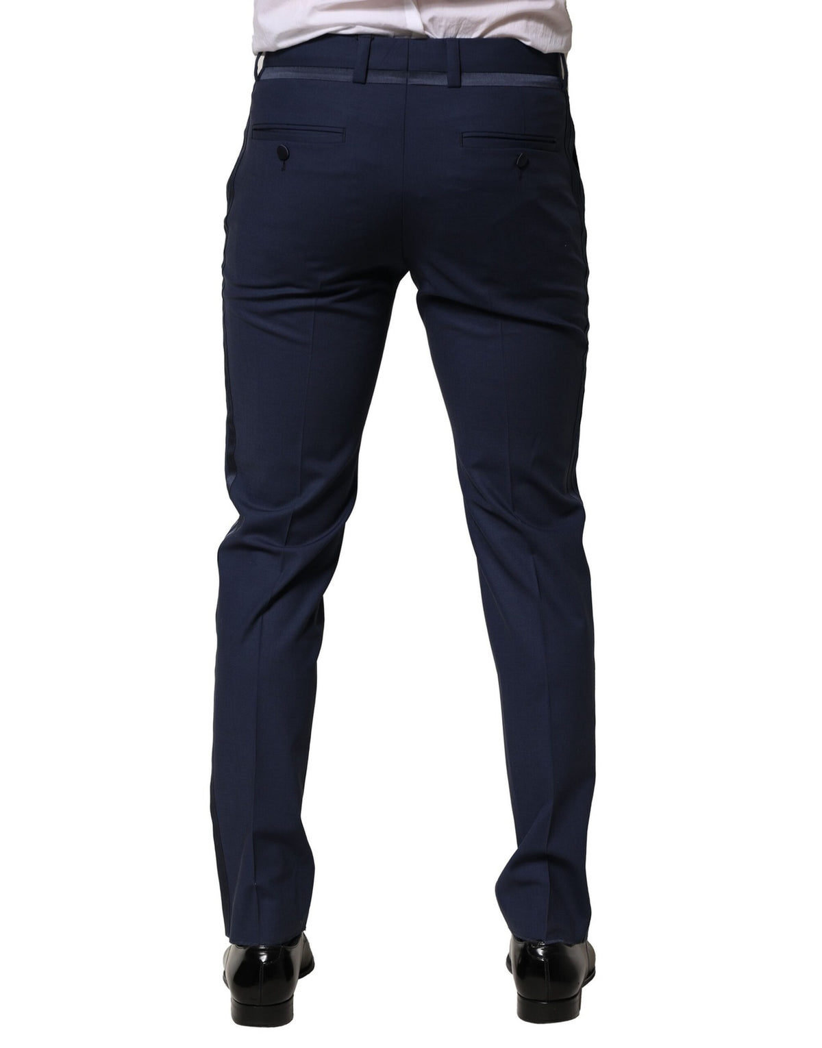 Pantalon habillé en laine bleu foncé Dolce &amp; Gabbana