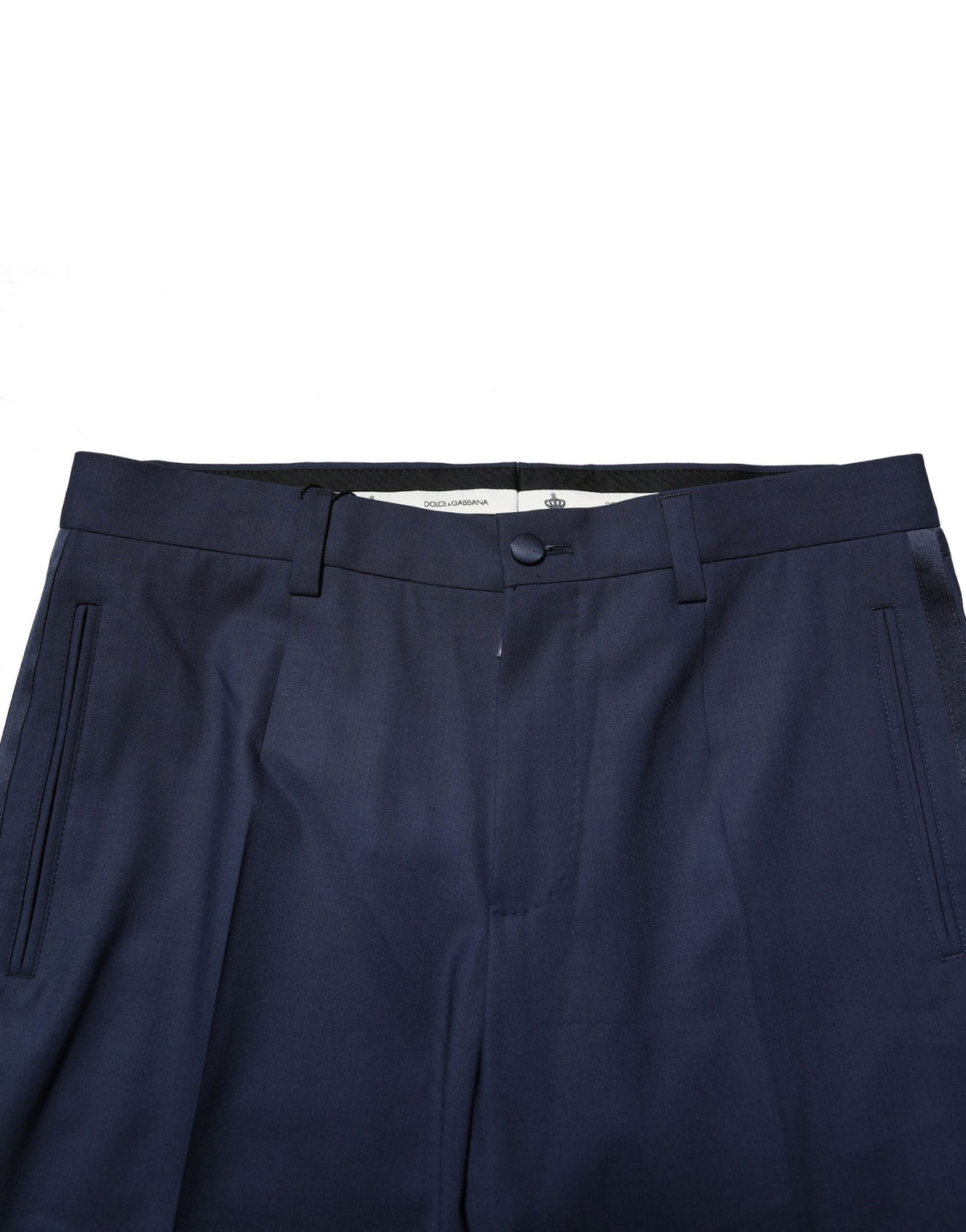 Pantalon habillé en laine bleu foncé Dolce &amp; Gabbana