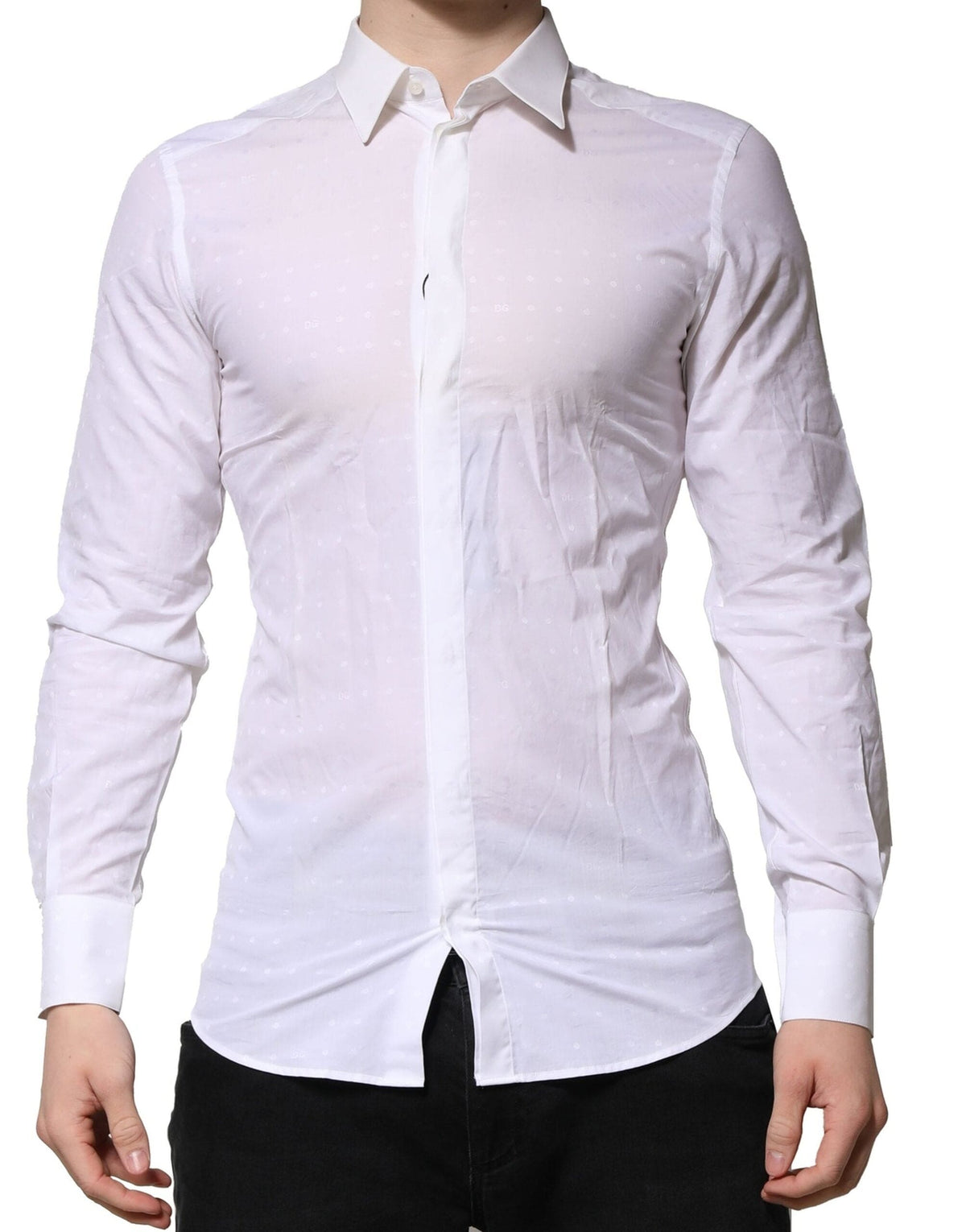 dolce and gabbana gold dress shirt Gold shirt in silk jacquard in White for Men