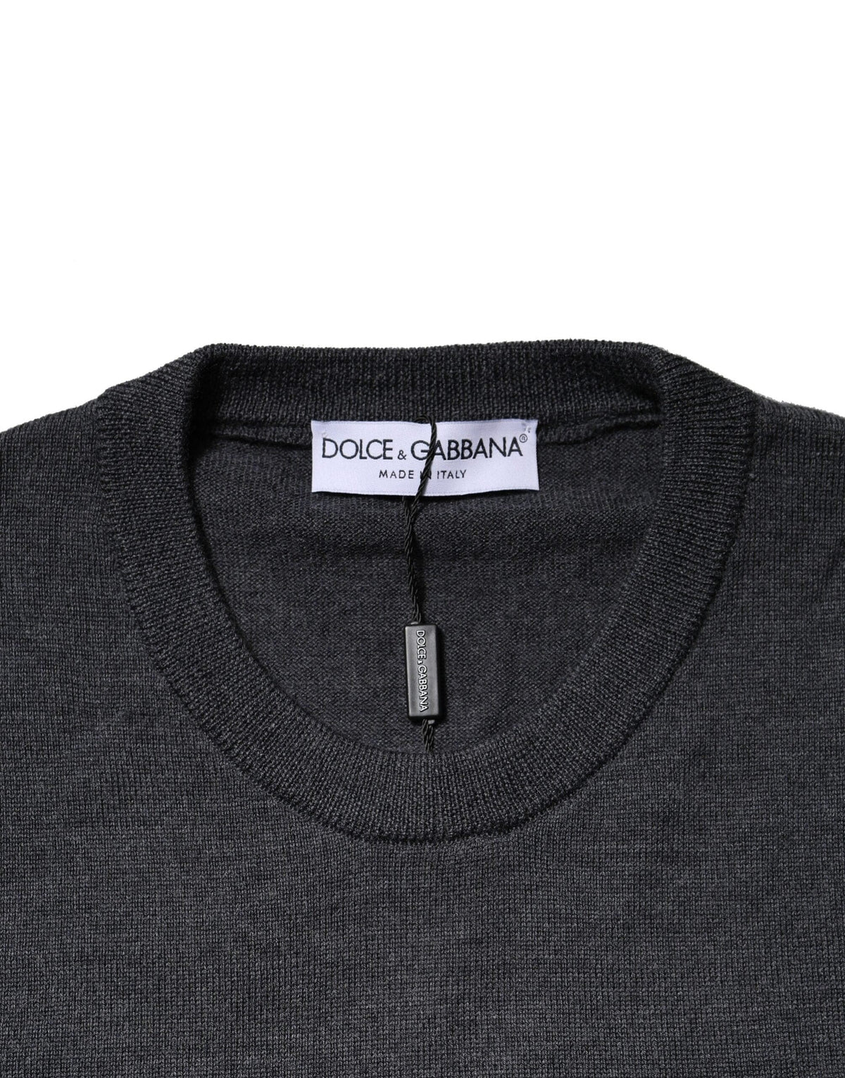 Dolce & Gabbana Dark Gray Wool Crew Neck Sweatshirt Sweater